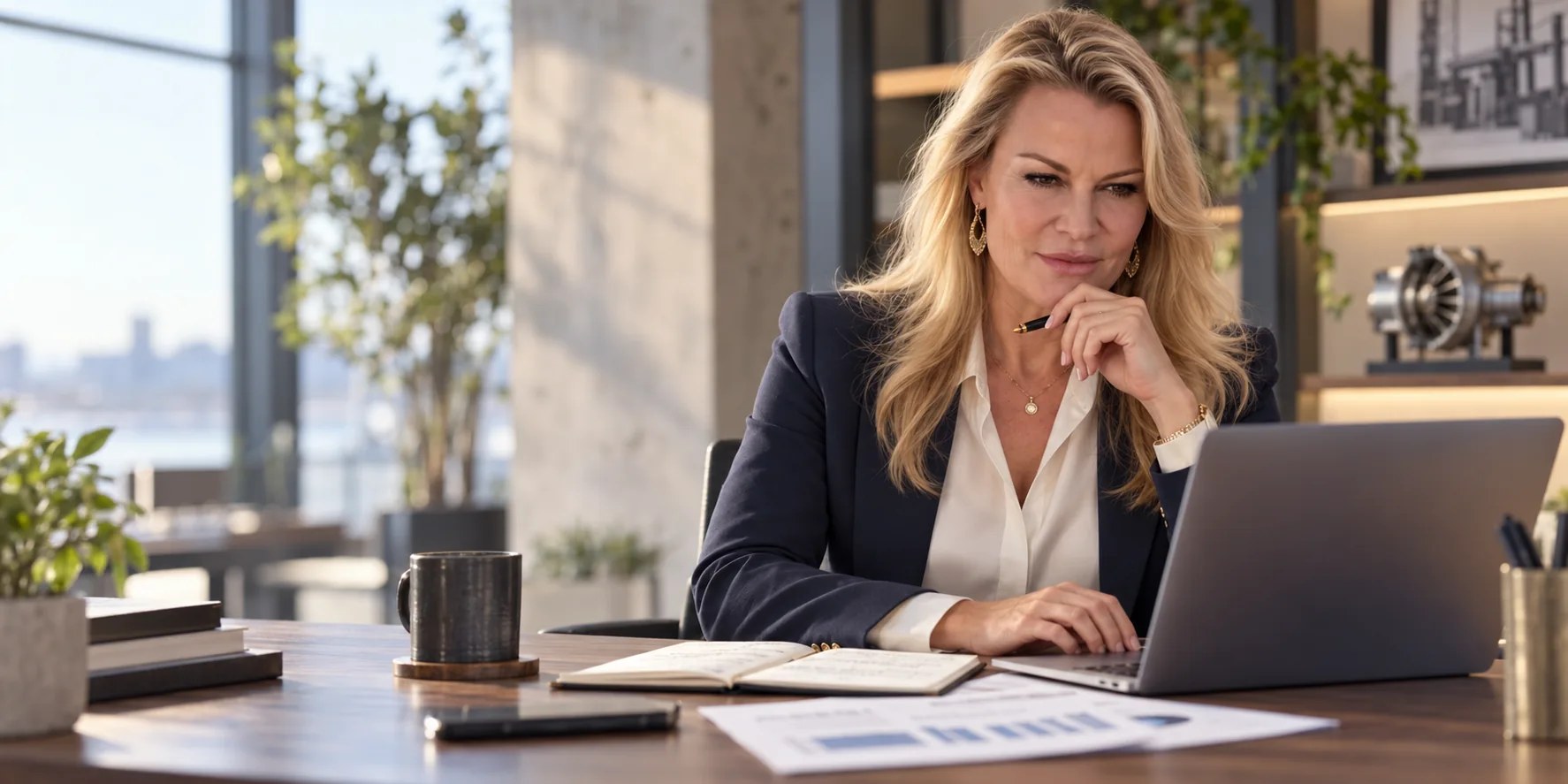 Tori Hall working through AI-enabled marketing systems at her desk